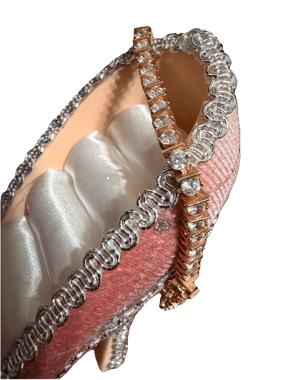 Sterling silver rose gold vermeil tennis bracelet size 7.5” stamped 925